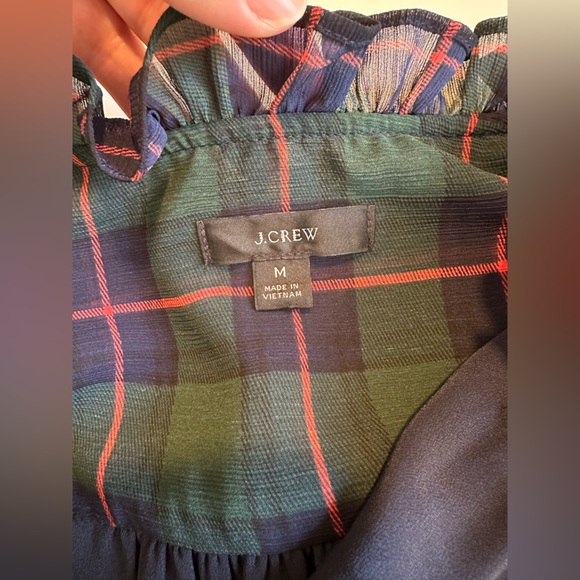 J. Crew Tie Neck Tiered Dress Black Watch Tartan Plaid, size Medium NWOT - Picture 11 of 11